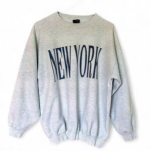 Vintage New York spell out gray crewneck est. early 90s made in USA size L